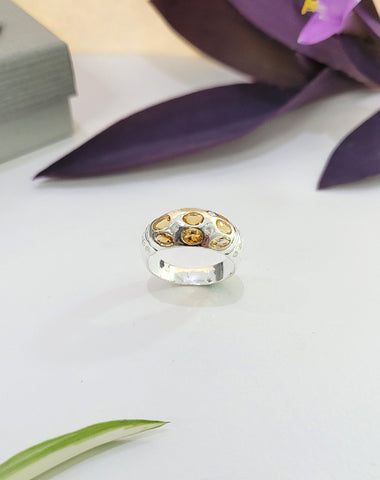 925 Sterling Silver Ring, Citrine Gemstone Ring, Sagittarius Birthstone Ring