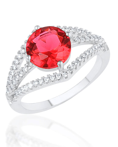 Beautiful and Fine Piece of Jewelry is Crafted in Anti-tarnish 925 Sterling Silver and Round Cut Beautiful Red Stone