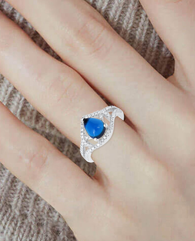 Trendy Pear Shape Stone Ring in Authentic 925 Sterling Silver For Women, Top Quality Extravagant Simple Love Ring