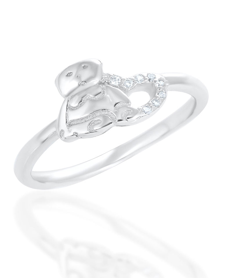 A Cute Monkey Design Ring with 925 Sterling Silver for Her, Trendy Ring for Her