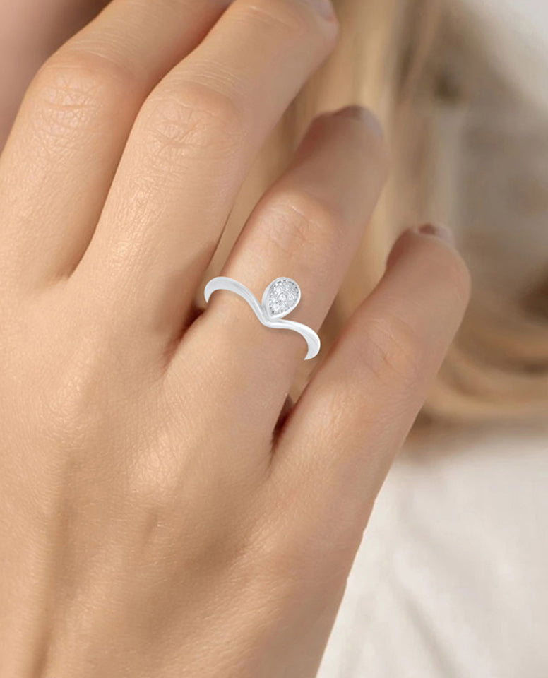 A Unique Pear shape Design Ring for Trendy Girls in 925 Sterling Silver