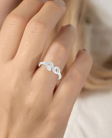 A Exquisite Infinity Style Ring with A Heart in 925 Sterling Silver for Her with Every Occasion.