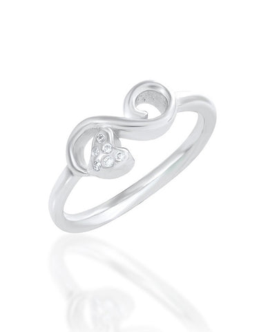 A Exquisite Infinity Style Ring with A Heart in 925 Sterling Silver for Her with Every Occasion.