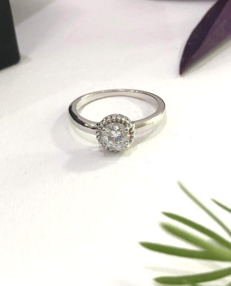 A Round Shape Stone Pretty Ring, 925 Sterling Silver Ring, Boho Ring