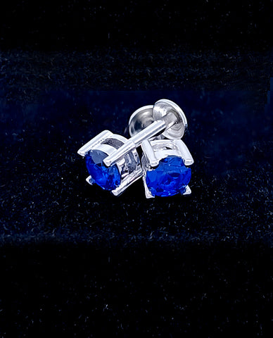 Tiny and Cute Blue Stone Prong Set Studs