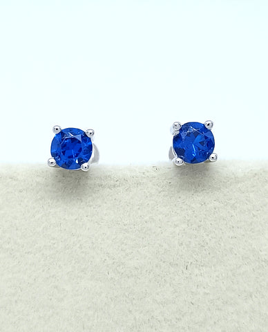 Tiny and Cute Blue Stone Prong Set Studs