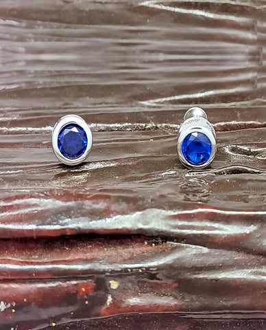 Handmade Studs in Royal Blue Color With Bezel Set