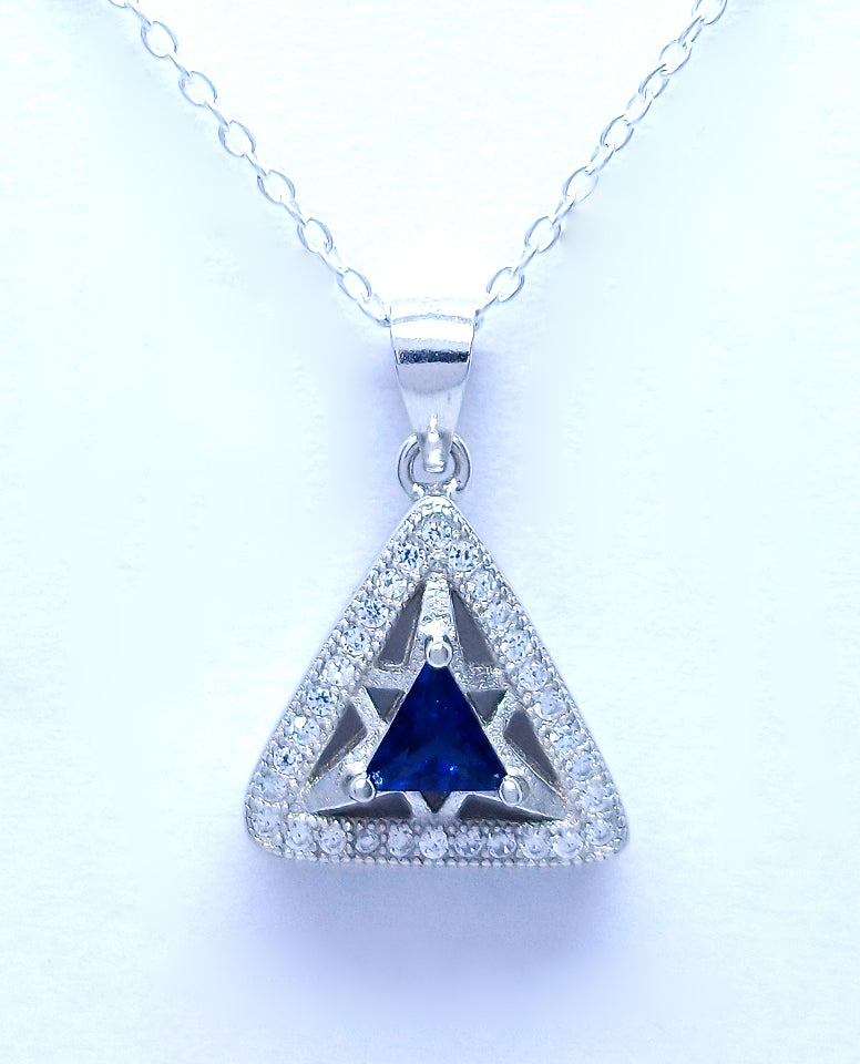 A Geometric Triangle Stone Design Necklace in 925 Sterling Silver, A Truly Timeless Pendant