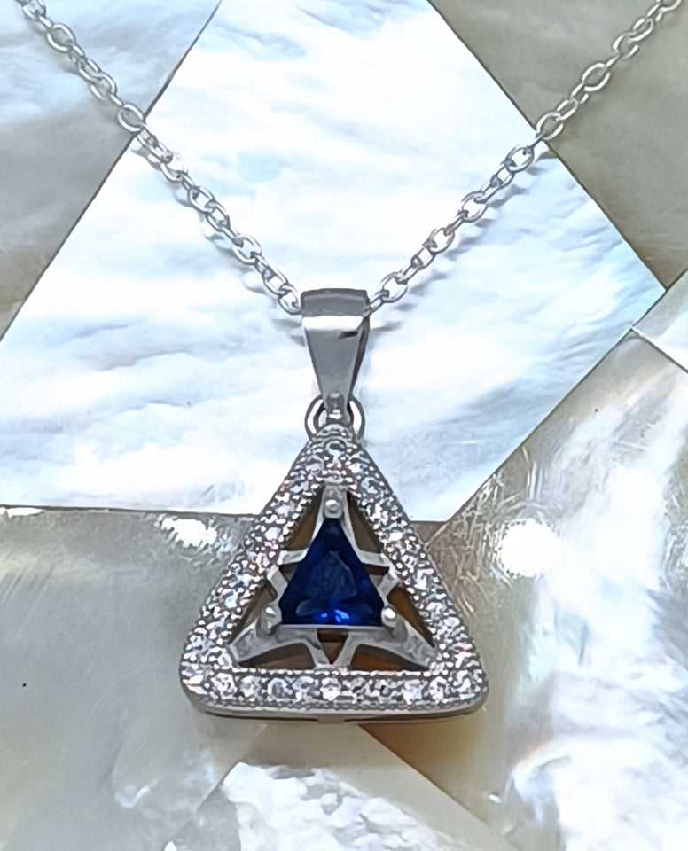 A Geometric Triangle Stone Design Necklace in 925 Sterling Silver, A Truly Timeless Pendant