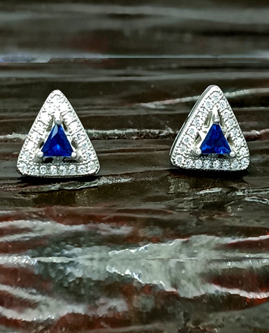 A Geometric Triangle Stone Design in 925 Sterling Silver, Truly Timeless Earrings and Suitable for Every Occasion