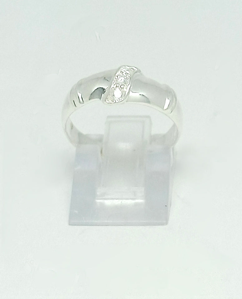 925 Sterling Silver Ring with Rhodium Finish, Round Cut CZ Stone Ring