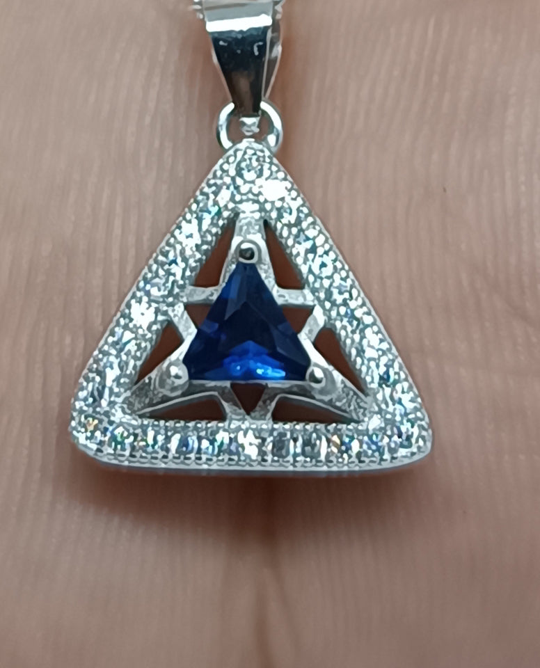 A Geometric Triangle Stone Design Necklace in 925 Sterling Silver, A Truly Timeless Pendant