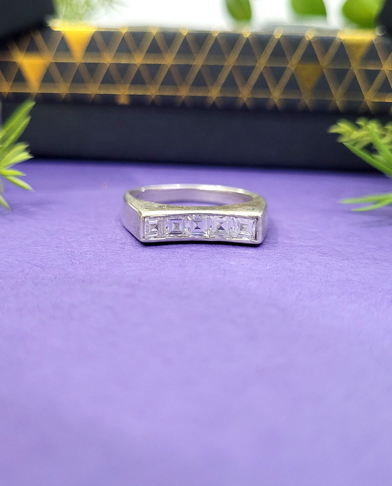 Square Zircon Stones Ring With Stylish Square Cut Stones & Unique Design