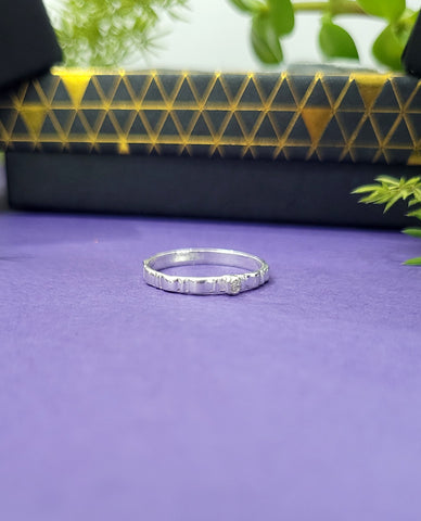 Pretty Thin Band With A tiny Center Stone, CZ Stone Ring, Band For Her, Thin Band Ring