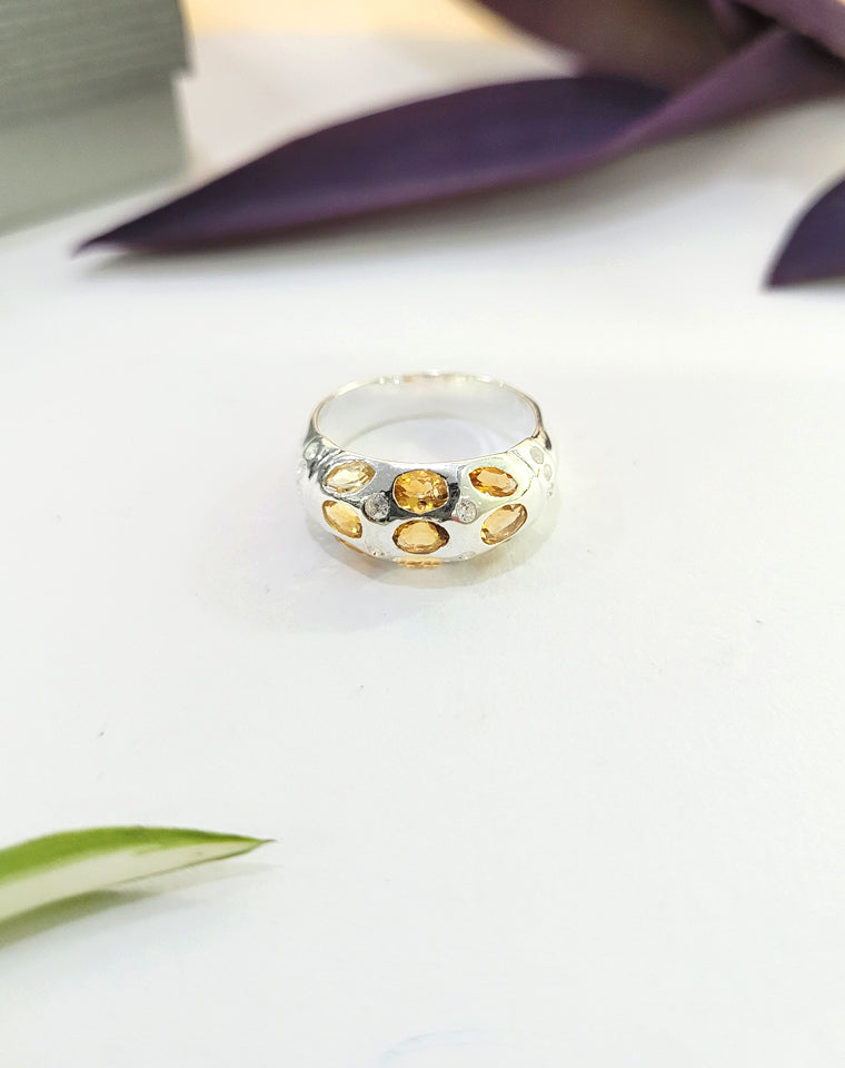 925 Sterling Silver Ring, Citrine Gemstone Ring, Sagittarius Birthstone Ring