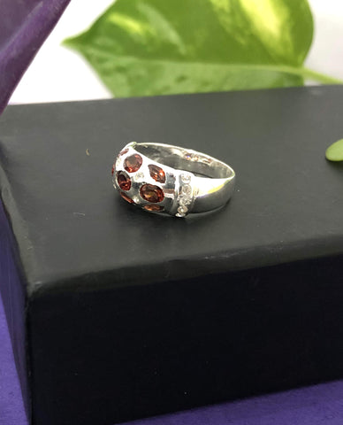 Garnet Ring With 925 Sterling Silver, Capricorn Natives Ring