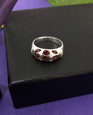 Garnet Ring With 925 Sterling Silver, Capricorn Natives Ring