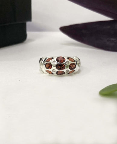 Garnet Ring With 925 Sterling Silver, Capricorn Natives Ring