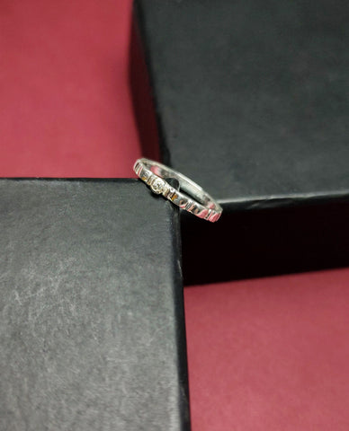 Pretty Thin Band With A tiny Center Stone, CZ Stone Ring, Band For Her, Thin Band Ring