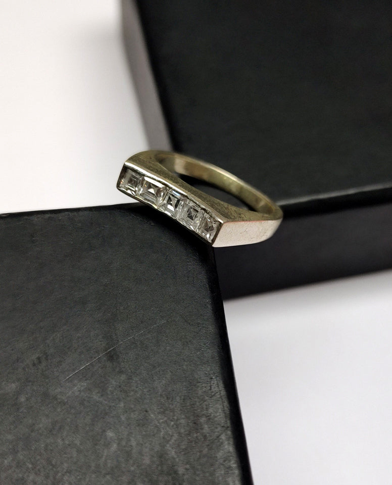 Square Zircon Stones Ring With Stylish Square Cut Stones & Unique Design