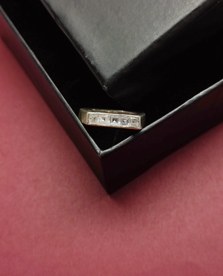 Square Zircon Stones Ring With Stylish Square Cut Stones & Unique Design
