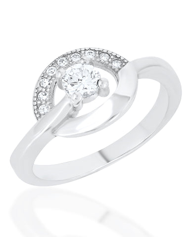 An Elegant Ring with Authentic 925 Sterling Silver Rhodium Plated High Polish Finish