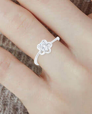 Stylish Flower Shape Ring in Authentic 925 Sterling Silver Designed with Love for Her