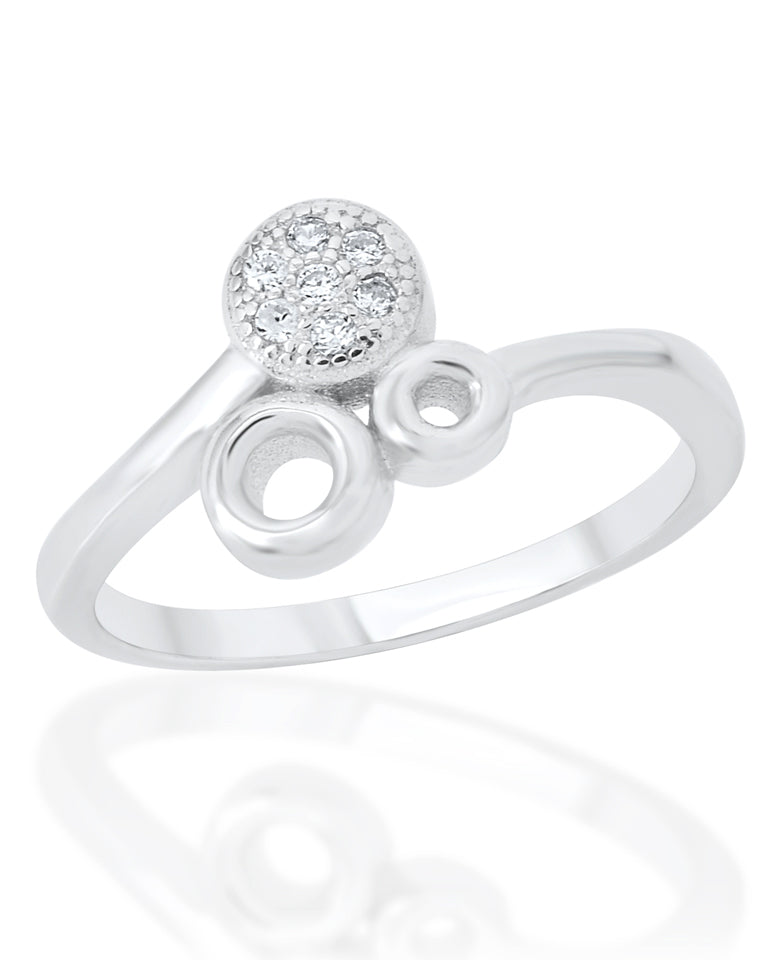 Stylish Circles Design Ring Studded with CZ Stones, in 925 Sterling Silver