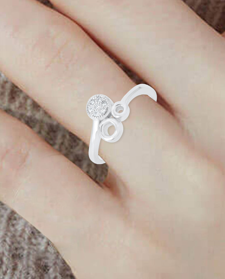 Stylish Circles Design Ring Studded with CZ Stones, in 925 Sterling Silver