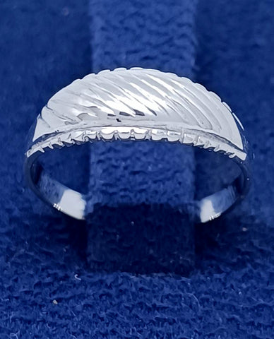 925 Sterling Silver Thin Croissant Dôme Ring with Rhodium Finish, Unique Ring in A See-through Basket, Simple, Clean, and Elegant Design