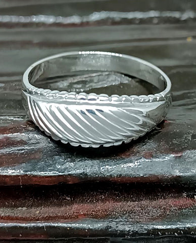 925 Sterling Silver Thin Croissant Dôme Ring with Rhodium Finish, Unique Ring in A See-through Basket, Simple, Clean, and Elegant Design