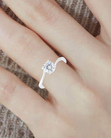 Beautiful Solitaire Ring for Her crafted in Authentic 925 Sterling Silver with A Pretty CZ Stone