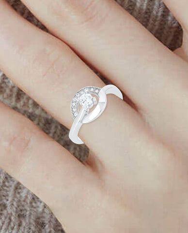 An Elegant Ring with Authentic 925 Sterling Silver Rhodium Plated High Polish Finish