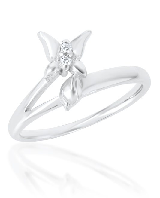 An Alluring Butterfly Ring with Authentic 925 Sterling Silver Rhodium Plated High Polish