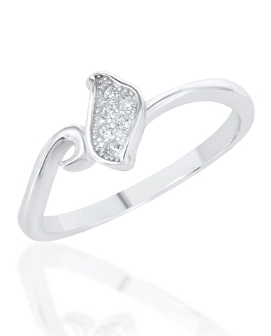 A Beautiful Leaf Shape Ring with Authentic 925 Sterling Silver Rhodium Plating