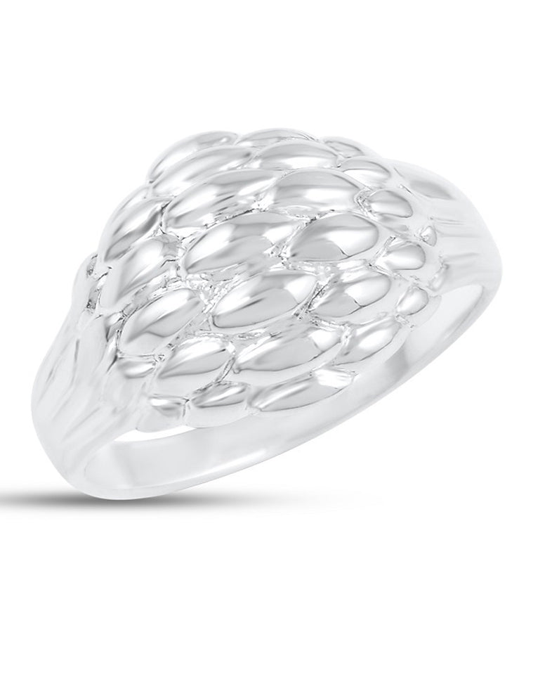 A Custard Apple Like Different Design Ring in Authentic 925 Sterling Silver High Plated Rhodium Finish
