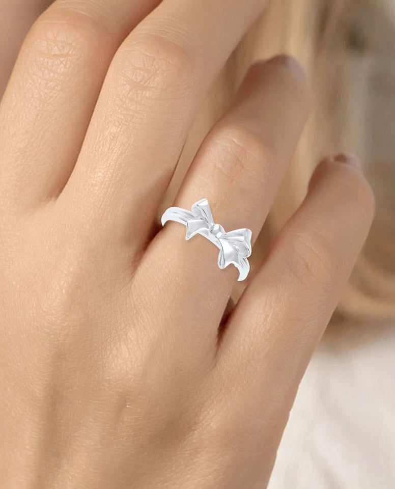 Ribbons Bow Design Ring, A Modern Piece of Jewelry Which is Made in 925 Sterling Silver
