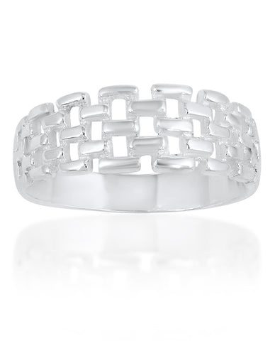 A Beautiful Band for Trendy Girls in 925 Sterling Silver Ring with A Beautiful Net Pattern Design