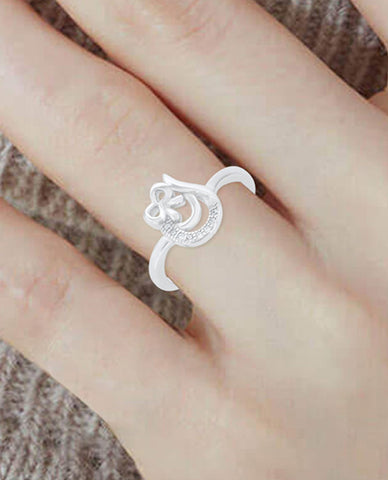 A Cute Owl Design Ring for Girls in 925 Sterling Silver with High Finished Rhodium Polish