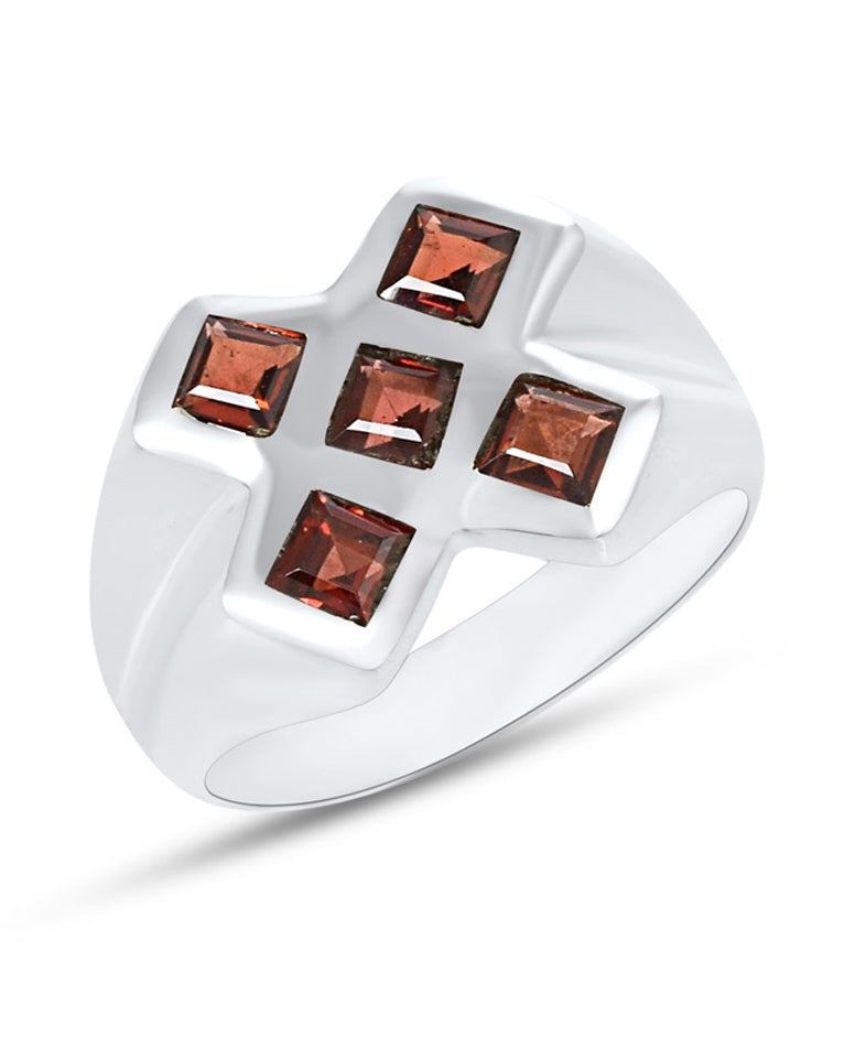 A Beautiful Ring for Trendy Girls in 925 Sterling Silver with Beautiful Red Garnet Stones