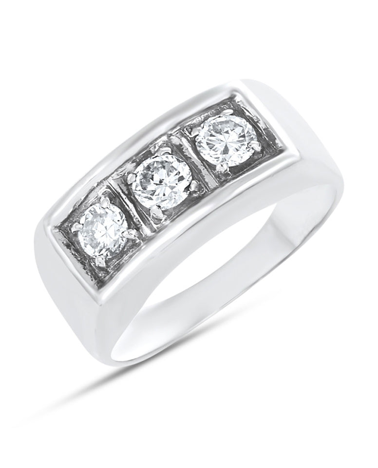 A Modern Piece of Jewelry with Vintage Appeal, 925 Sterling Silver Simulated Zircon Round Cut Sterling Silver Ladies Ring.