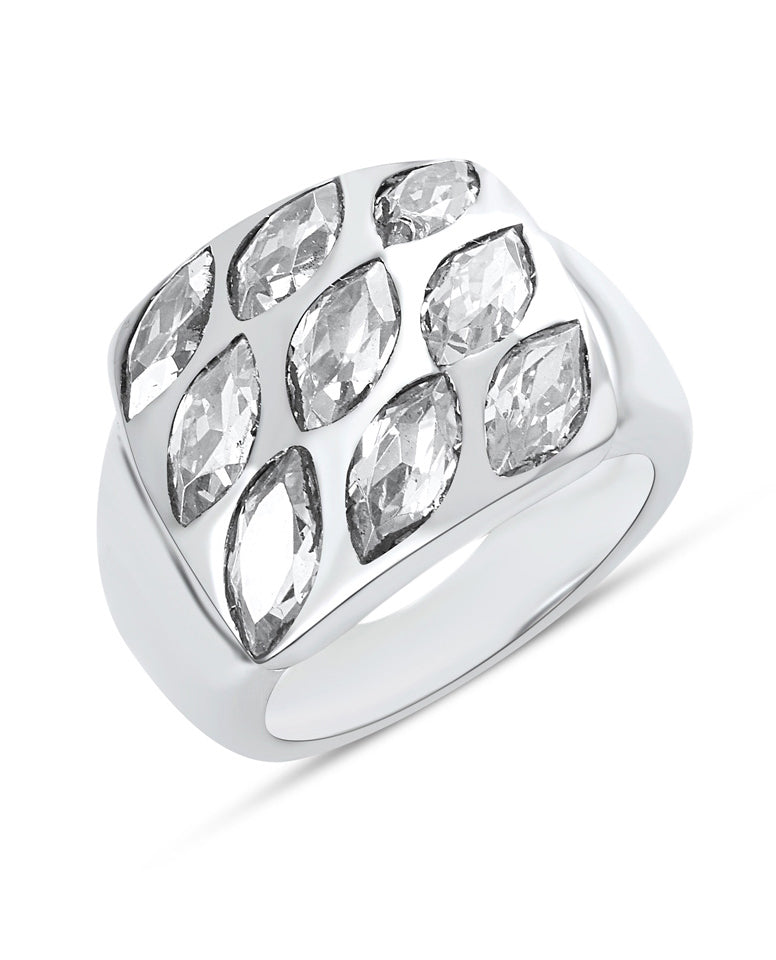 Authenticated Marquise Stones Ring, Made in Pure 925 Sterling Silver