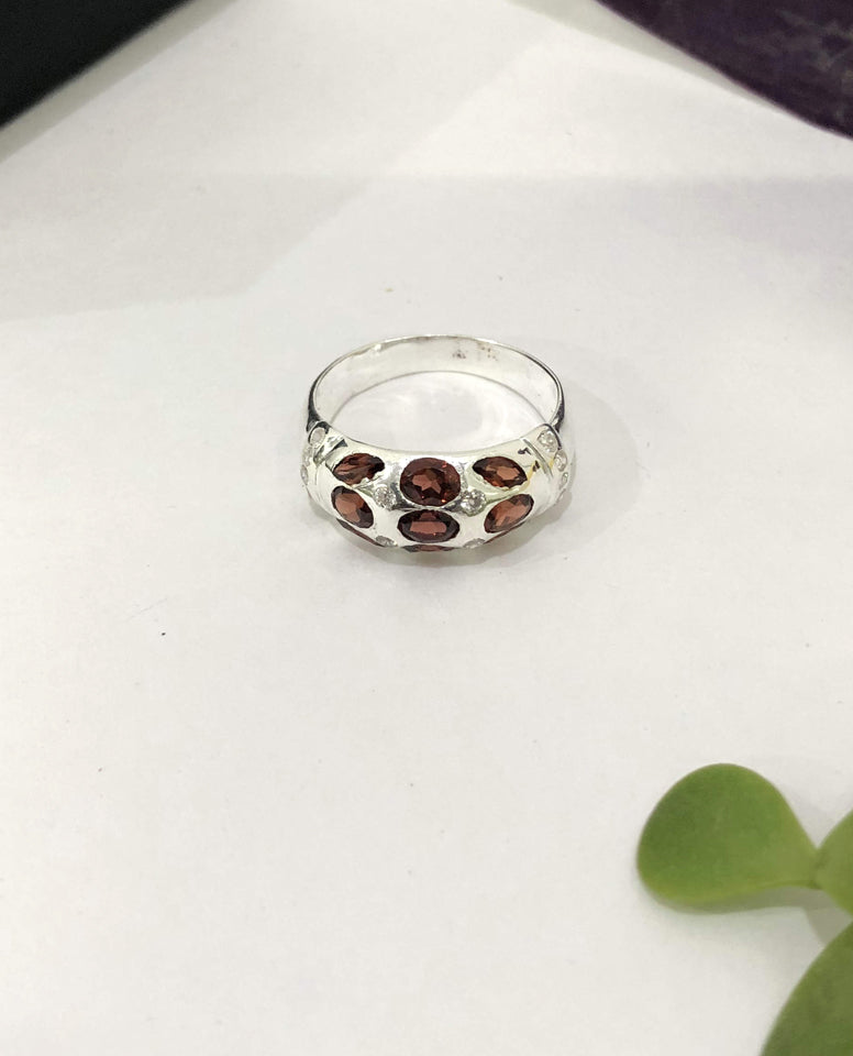 Garnet Ring With 925 Sterling Silver, Capricorn Natives Ring