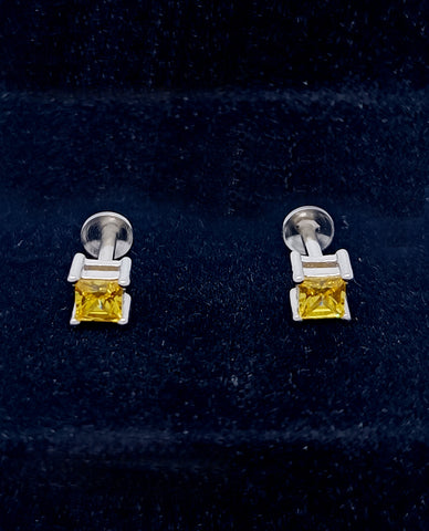 Square Shape Citrine Shade Stone Studs For Women