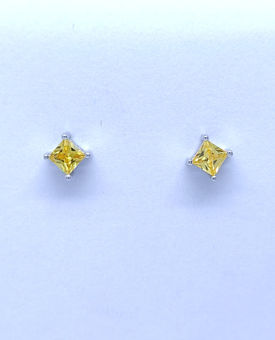 Square Shape Citrine Shade Stone Studs For Women