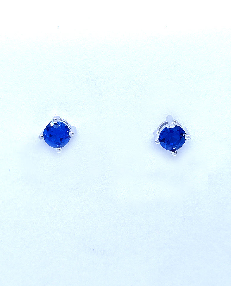 Tiny and Cute Blue Stone Prong Set Studs