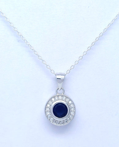 Round Shape Zircon Stone Pendant in 925 Sterling Silver