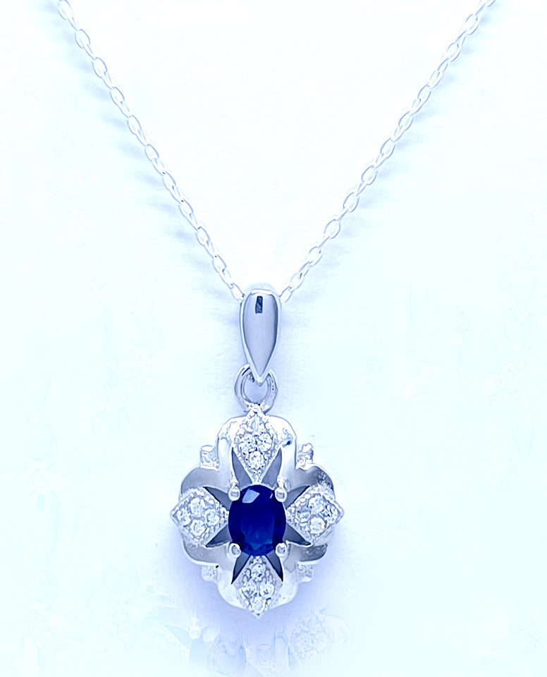 Stylish and Beautiful Floral Design Pendant, 925 Sterling Silver Necklace with Round Shape center stone