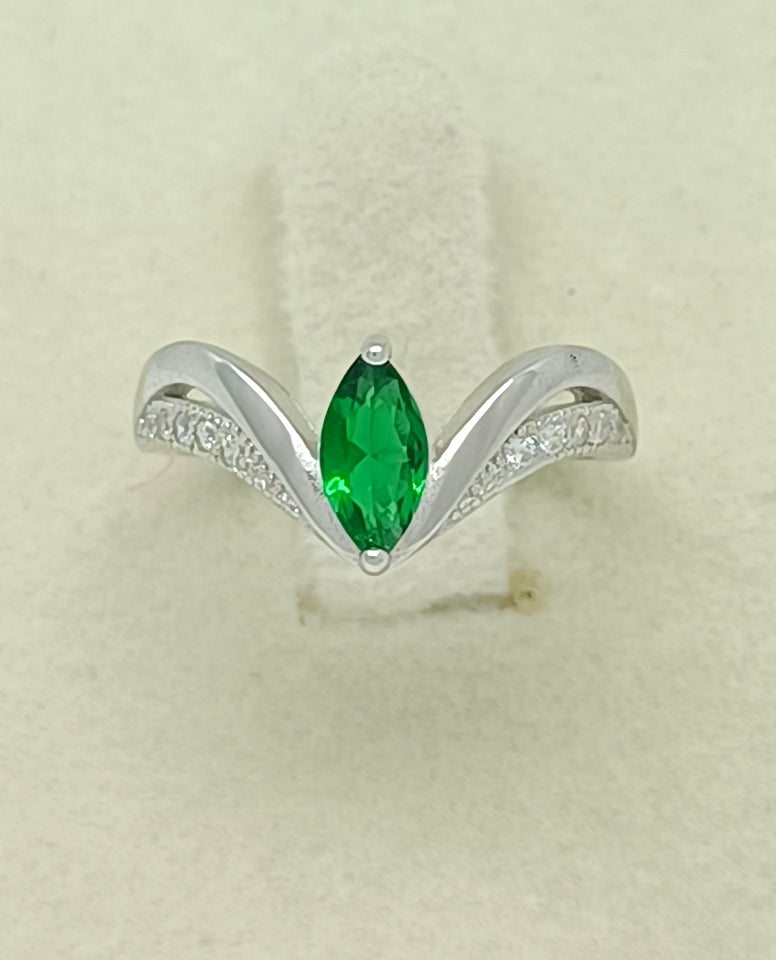 Stylish and Trendy Green Marquise Stone Ring, Authentic 925 Sterling Ring For Women