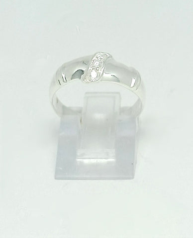 925 Sterling Silver Ring with Rhodium Finish, Round Cut CZ Stone Ring